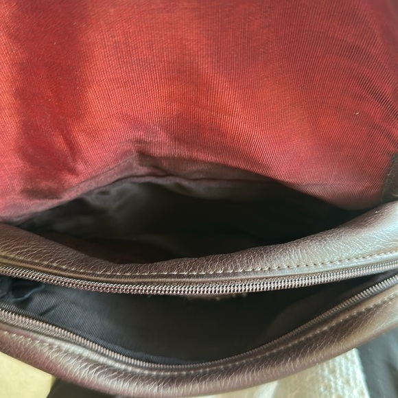 Vintage Sven Handbag Brown Leather Crossbody Bag with Leopard Print Flap USA - Picture 7 of 9